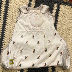Nested Bean White and Gray Toucan Sleep Sack with Bird Appliqué